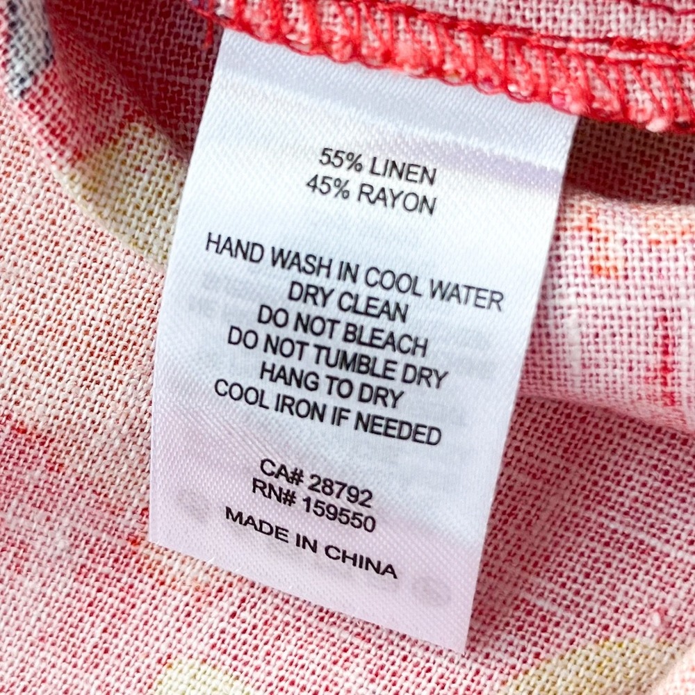 Maison d'Amelie Paris Linen Blend Tropical Tiered Midi Skirt Small Red Multi - Picture 13 of 13
